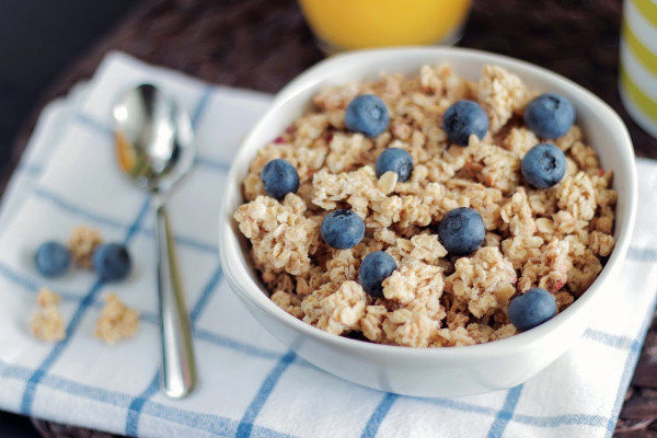 Bowl of Oats and Blueberries